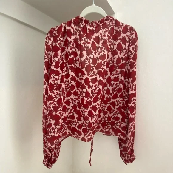 Intermix Red and White Silk Blouse - Picture 2 of 2